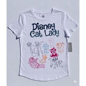 Disney Cat Lady T-Shirt White Large Aristocats Marie Cheshire Simba NWT